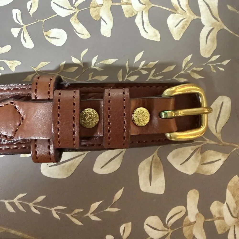 Amish Handmade Basketweave Ranger Yoder Men's Brown Solid Belt Size 46 NWOT